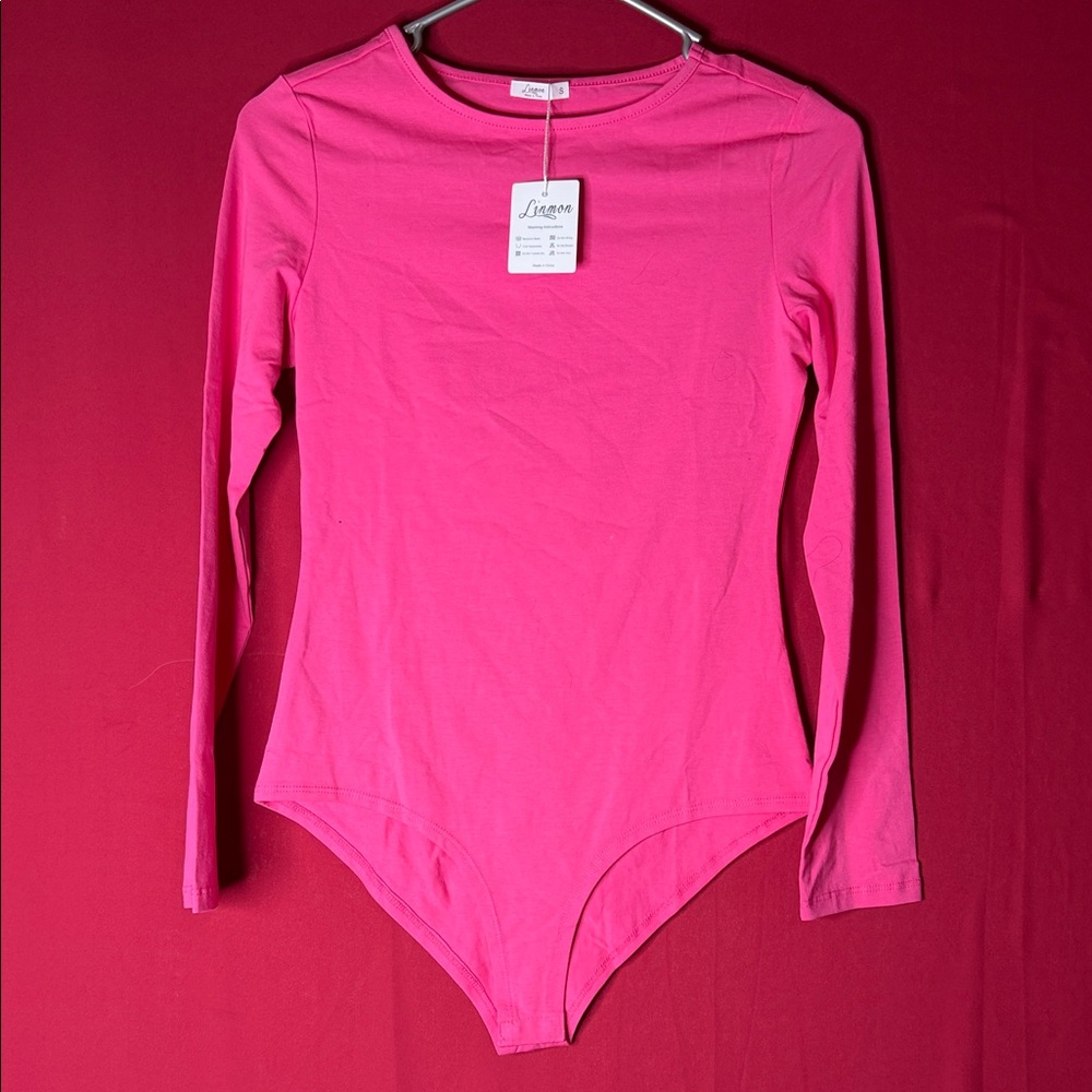 Women's Pink Long Sleeve Bodysuit